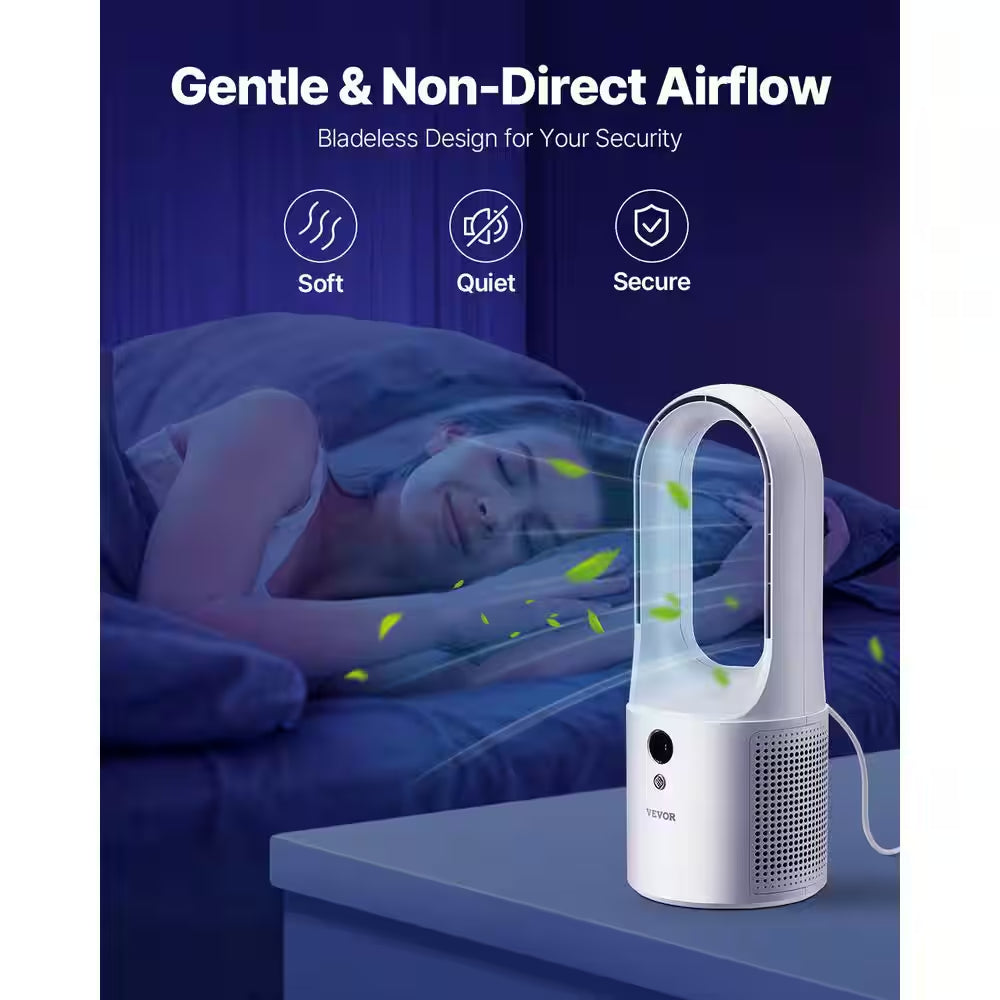 Desk Fan Bladeless 12.99 In. 6 Fan Speeds Tower Fan in White Portable Desk Fan USB Quiet Cooling Small
