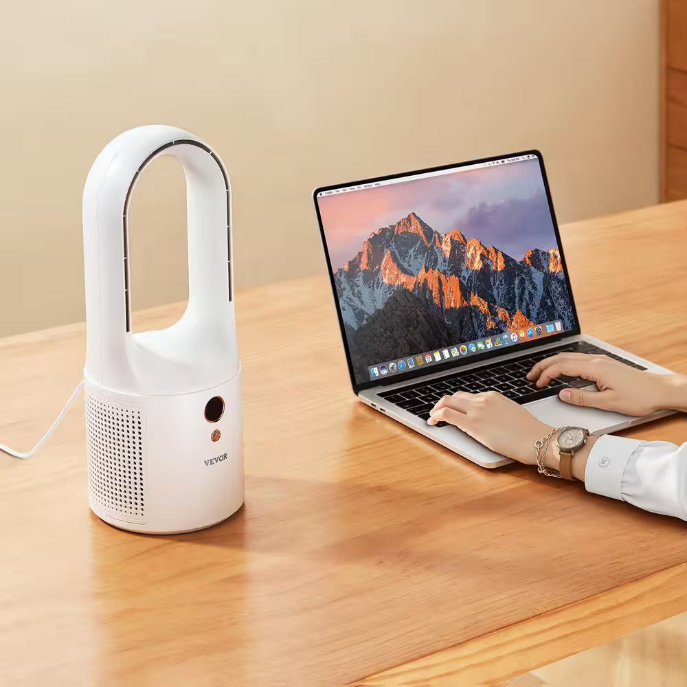 Desk Fan Bladeless 12.99 In. 6 Fan Speeds Tower Fan in White Portable Desk Fan USB Quiet Cooling Small